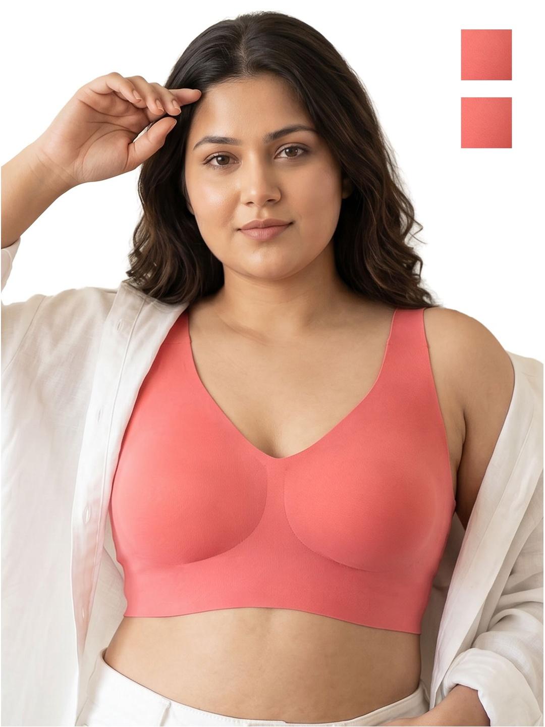 Buy Tweens Pack Of 2 Cotton Non Padded Full Coverage Plus Size Bonded Bra Wth Hidden Concealer - - Apparel for Women