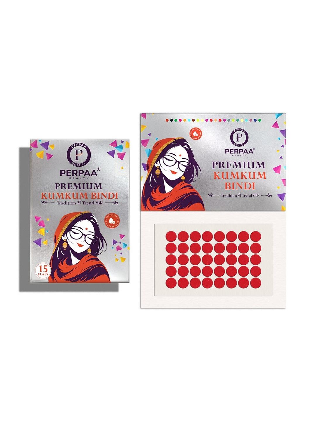 Buy PERPAA Set Of 5 Velvet Sticker Kumkum Round Bindi Red - - Personal Care for Women