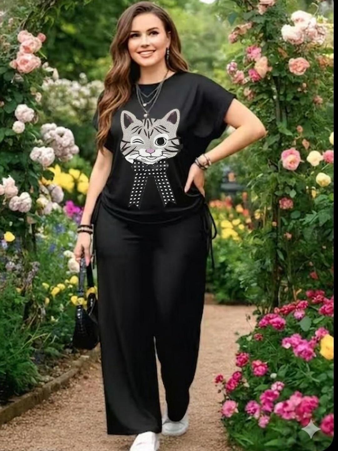 Buy BAESD Bling & Sparkly Embellished T Shirt With Palazzos - - Apparel for Women