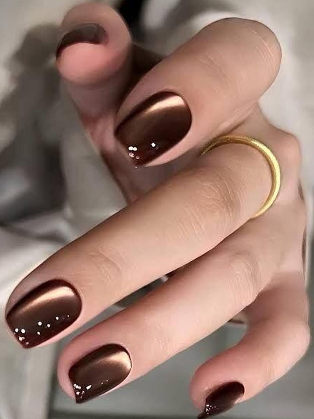 Buy HAPPY FINGERS Set Of 30 Reusable Artificial Press On Nails   Brown Cat Eye -  - Personal Care for Women