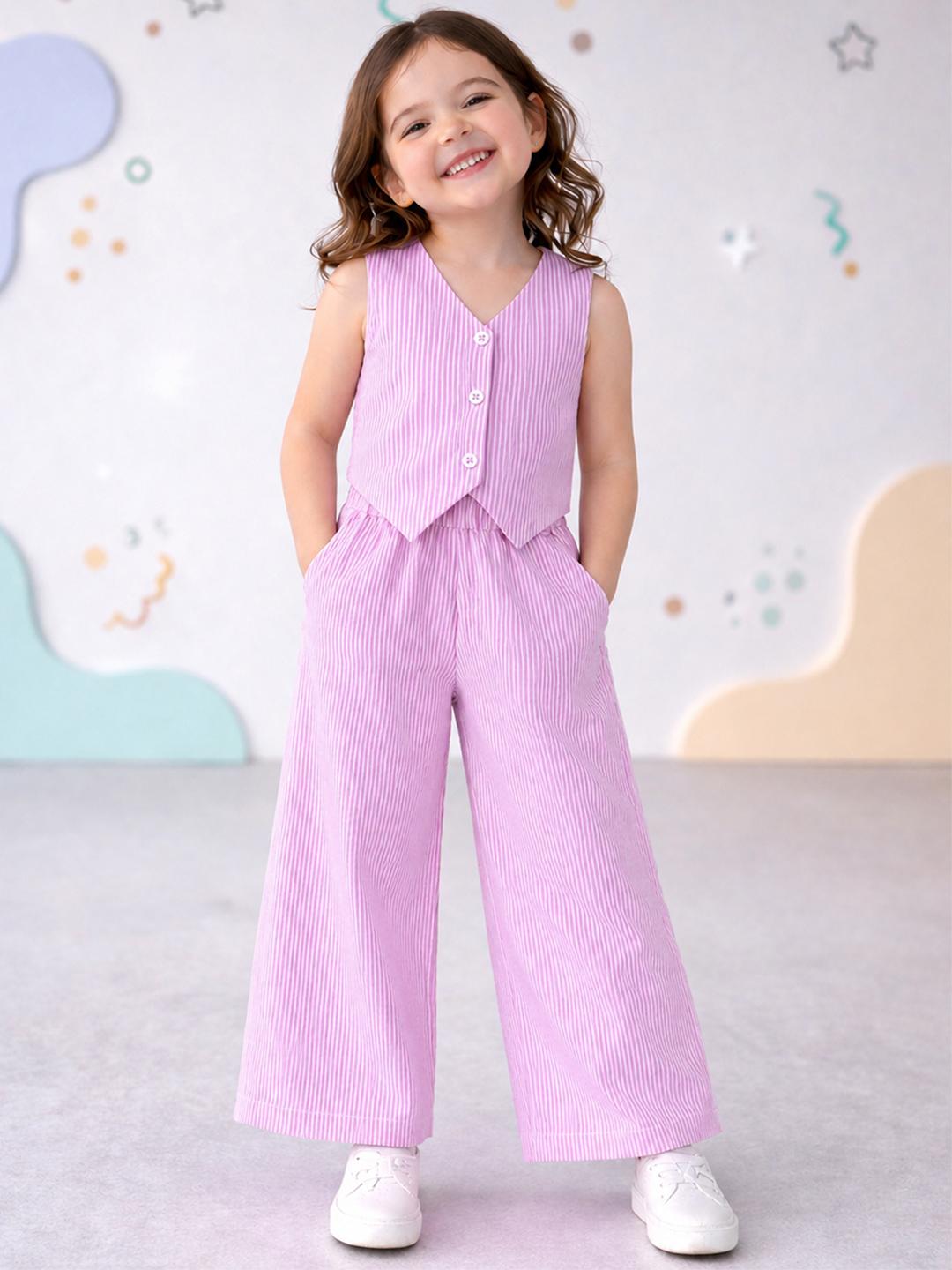 Kidbea – Girls Cotton Striped Co-Ords (Girls)