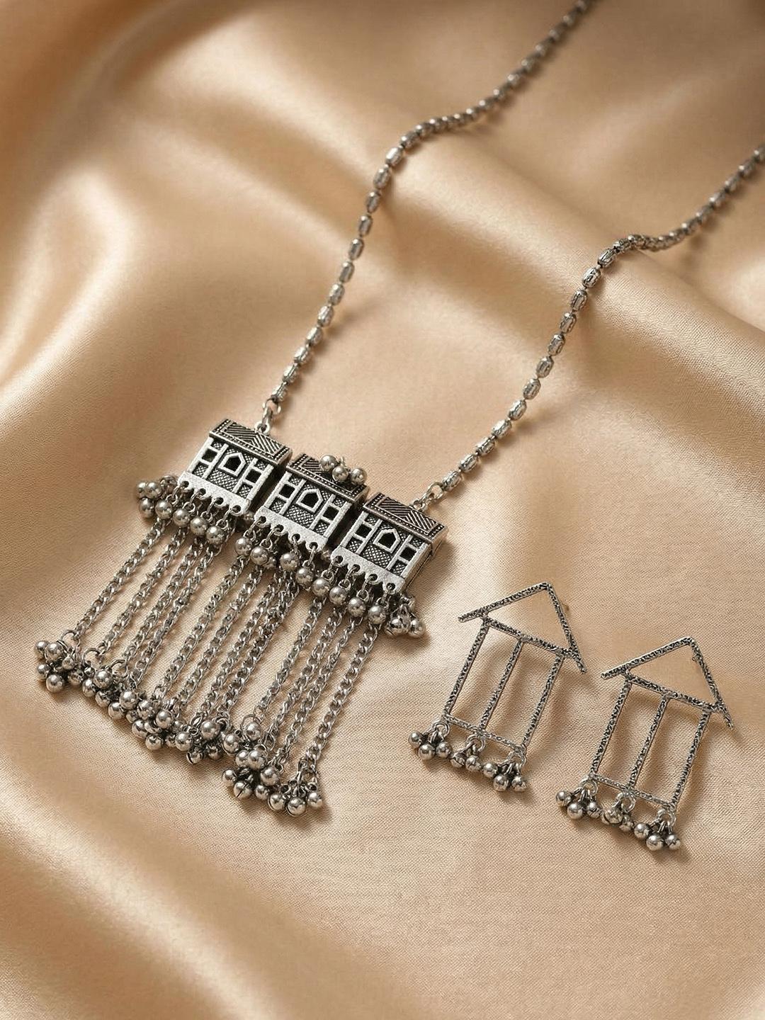 Buy AITIHYA Silver Plated Oxidised Jewellery Set - - Accessories for Women