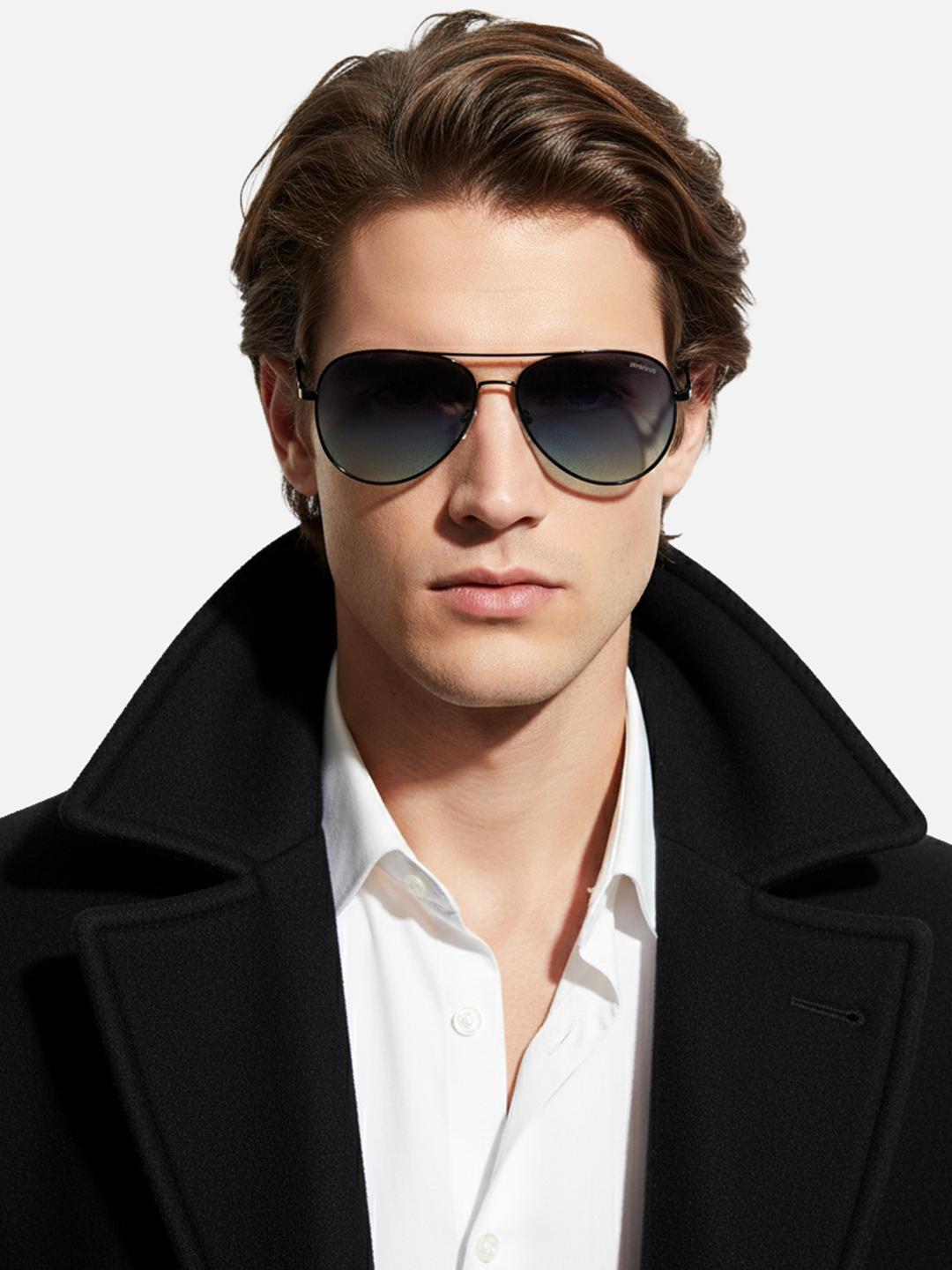 Buy HASHTAG EYEWEAR Unisex Aviator Sunglasses With Polarised And UV Protected SGHT54_03_C5 - - Accessories for Unisex