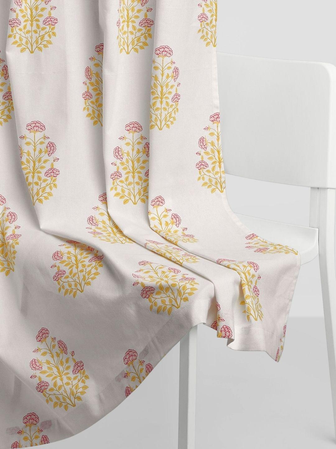 Buy Haus & Kinder Pink Set Of 2 Floral Room Darkening Cotton Printed Window Curtain - - Home for Unisex