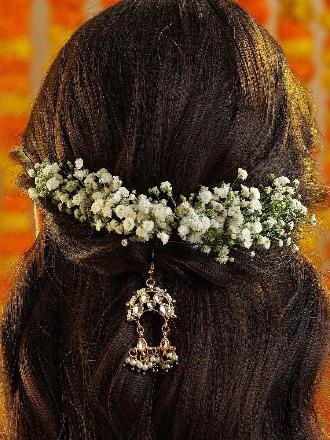 Pin Head Clogs Buy Ruby Raang Gold Plated Kundan Studded Bun Pin Head Jewellery - Head ...