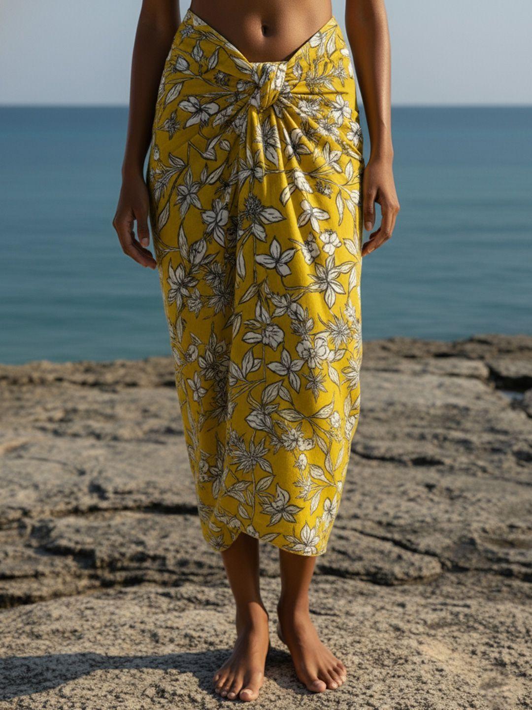 Buy Aoba Sunflower Bloom Twist Front Sarong - - Apparel for Women