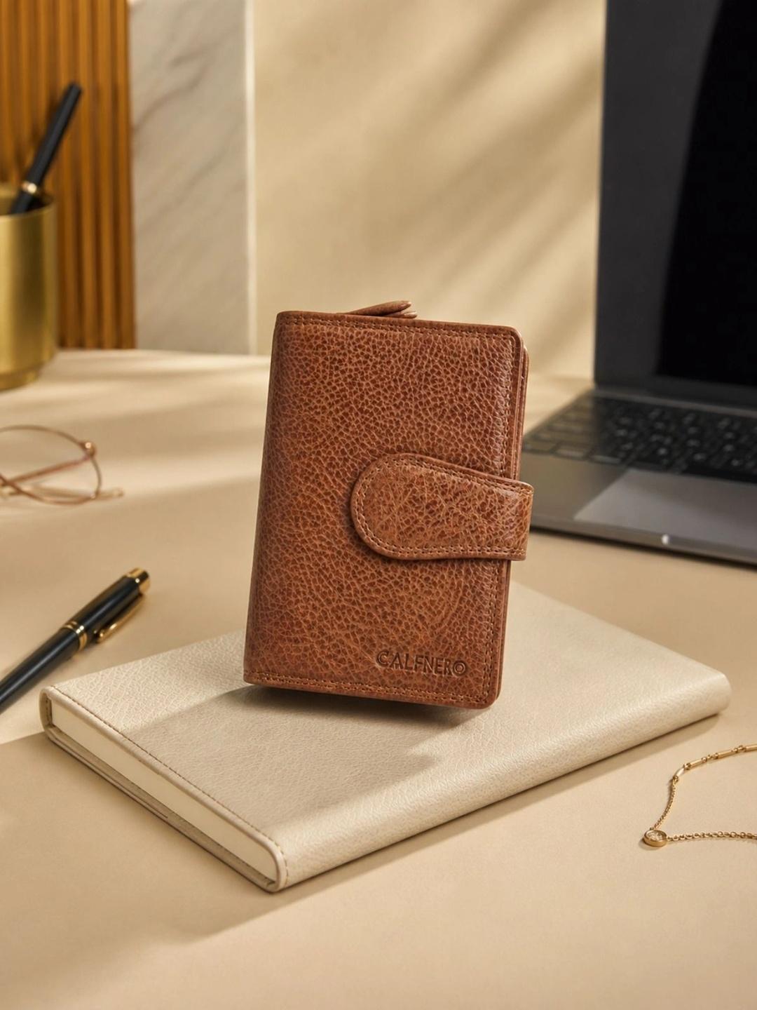 Buy CALFNERO Women Brown Leather Two Fold Wallet -  - Accessories for Women