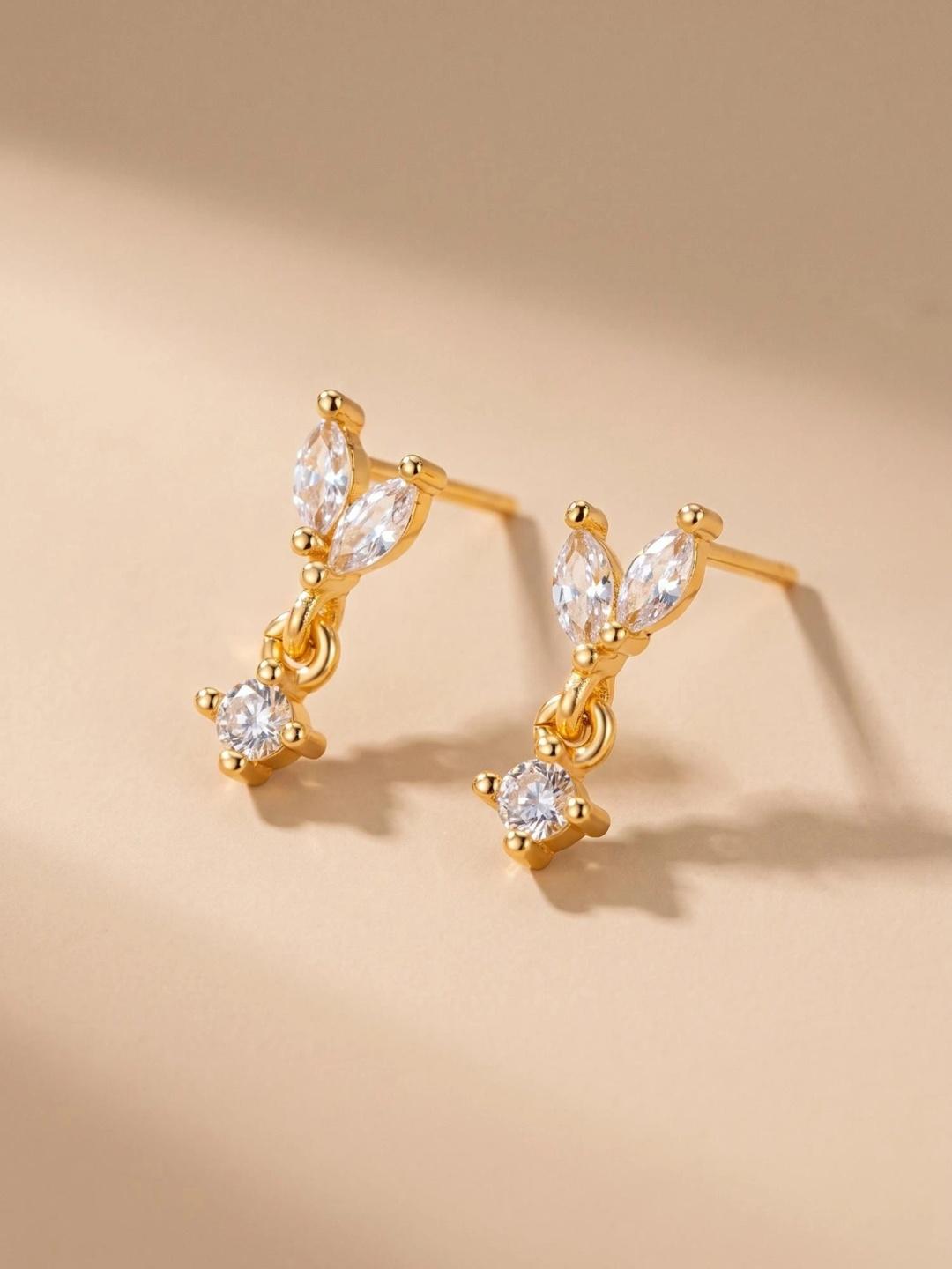 Buy MYKI Stainless Steel Gold Plated Artificial Stones Studded Contemporary Drop Earrings - - Accessories for Women