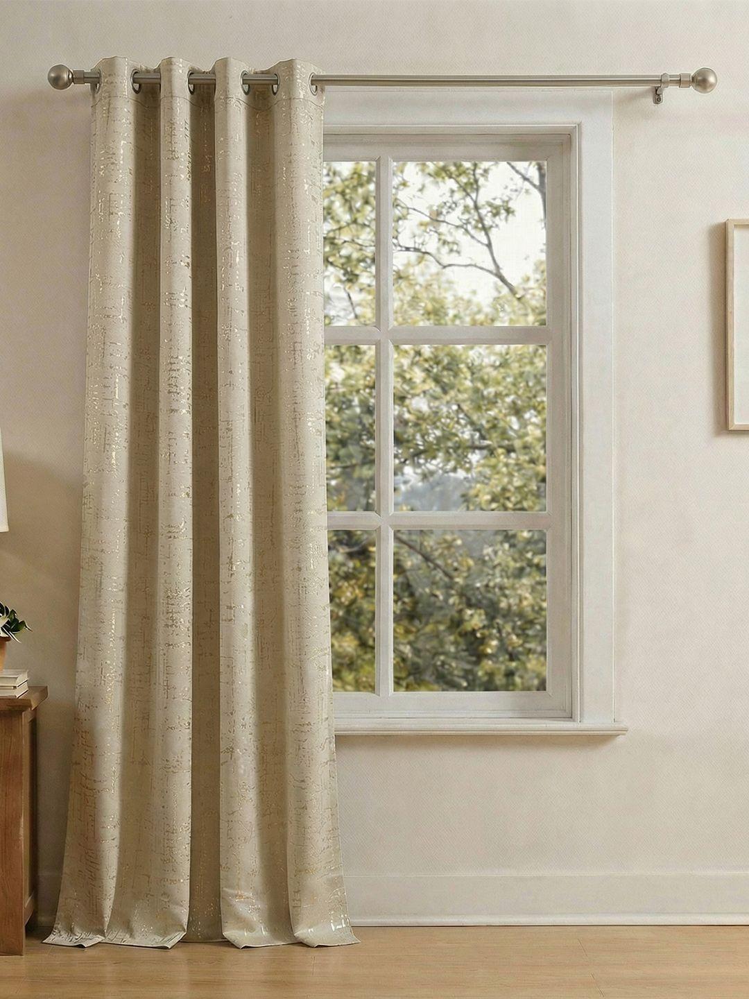 Plus Size Entry Buy URBAN SPACE Beige & Gold Toned Printed Blackout Door Curtain (7 Ft ...