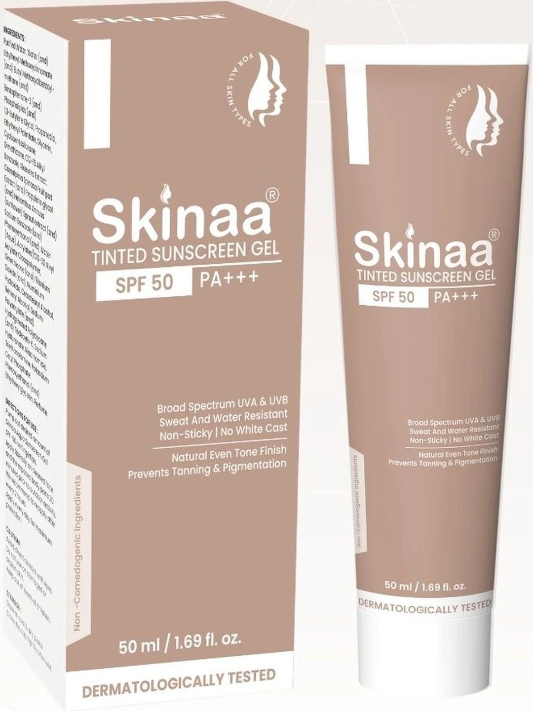 Buy SKINAA Tinted Sunscreen Gel SPF 50 PA+++ Premium Sun Protection Natural Coverage 50g - - Personal Care for Unisex