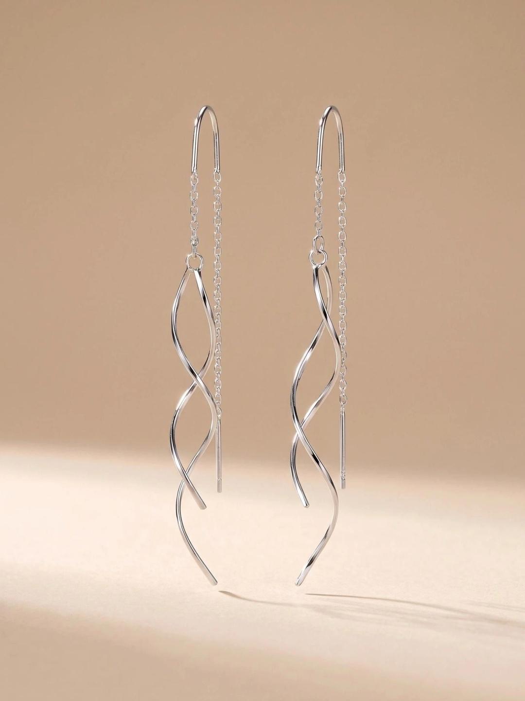 Buy MYKI Silver Plated Contemporary Drop Earrings - - Accessories for Women