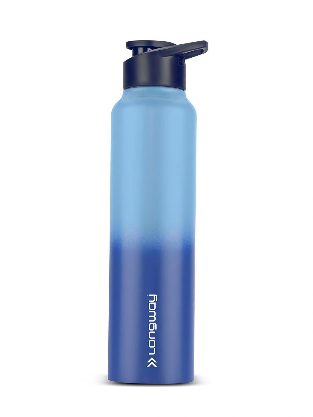 Buy Longway Blue & Navy Blue Single Stainless Steel Colourblocked Water Bottle -  - Home for Unisex