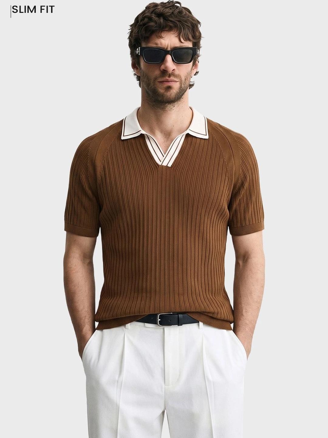 The Indian Garage Co Men Polo Collar Slim Fit T-shirt - Image 1