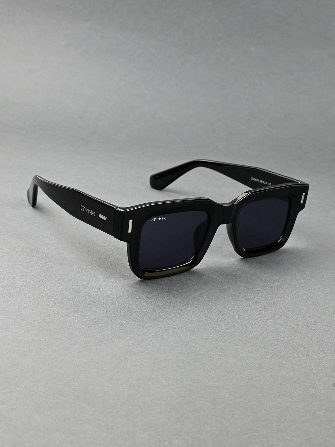 Buy GYNK Unisex Black Lens & Black Rectangle Sunglasses With -  - Accessories for Unisex