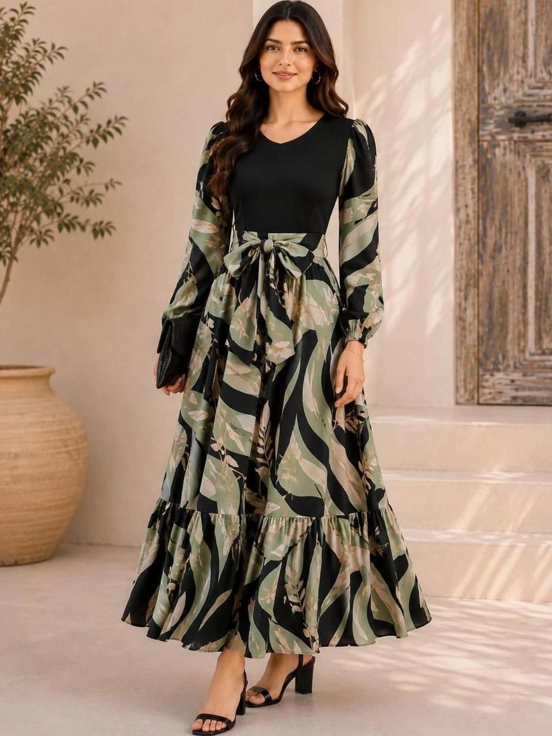 Buy Moda Rapido Abstract Printed Crepe Midi Dress - Dresses for Women ...