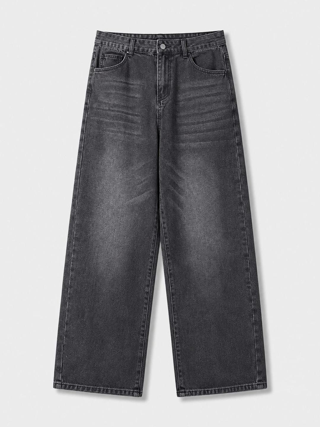 BREXX Men Wide Leg Mid-Rise Light Fade Stretchable Jeans
