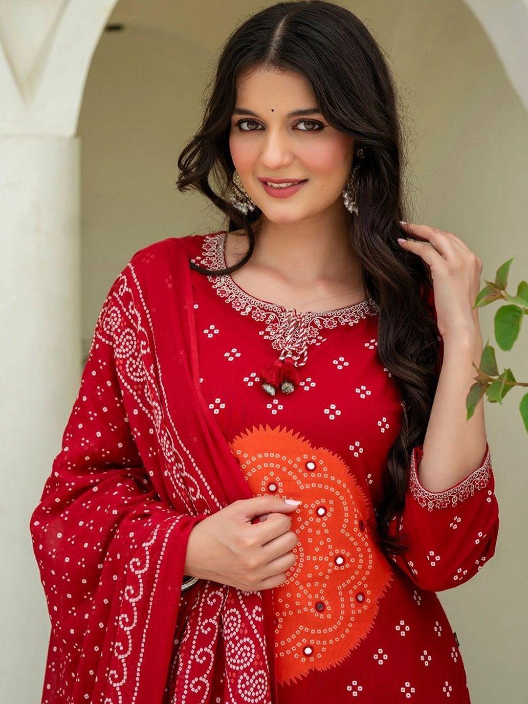 Pistaa Women Cotton Kurta with Trousers & Dupatta - Image 1