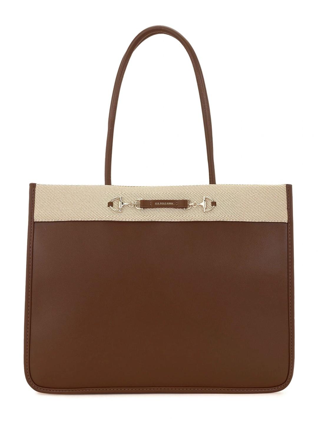 Buy U.S. Polo Assn. Women Aubrey 2.0 Brown Colourblocked Tote Handbag - - Accessories for Women