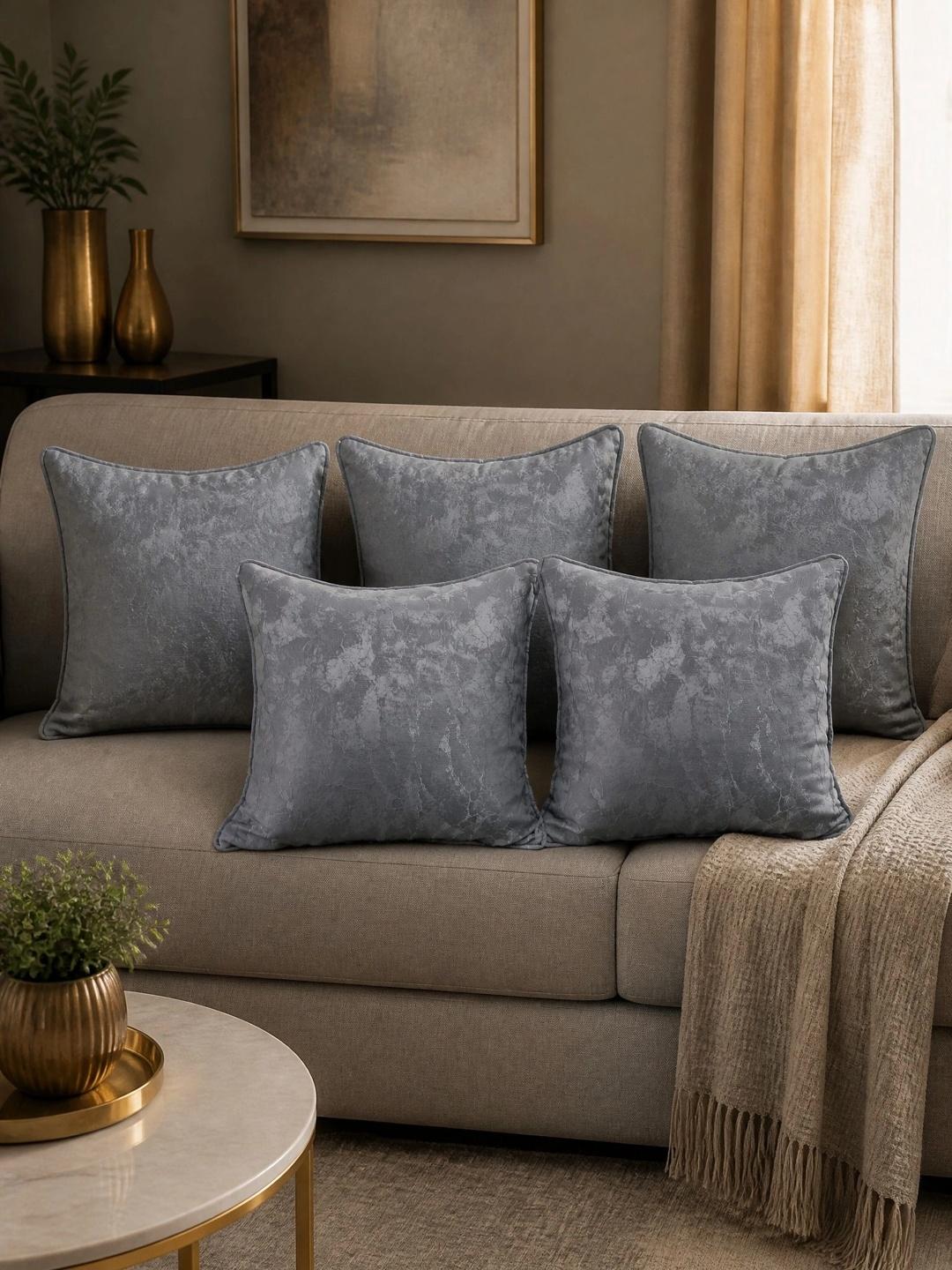 Buy Datch Grey Set Of 5 Abstract Square Cushion Covers - Cushion Covers ...