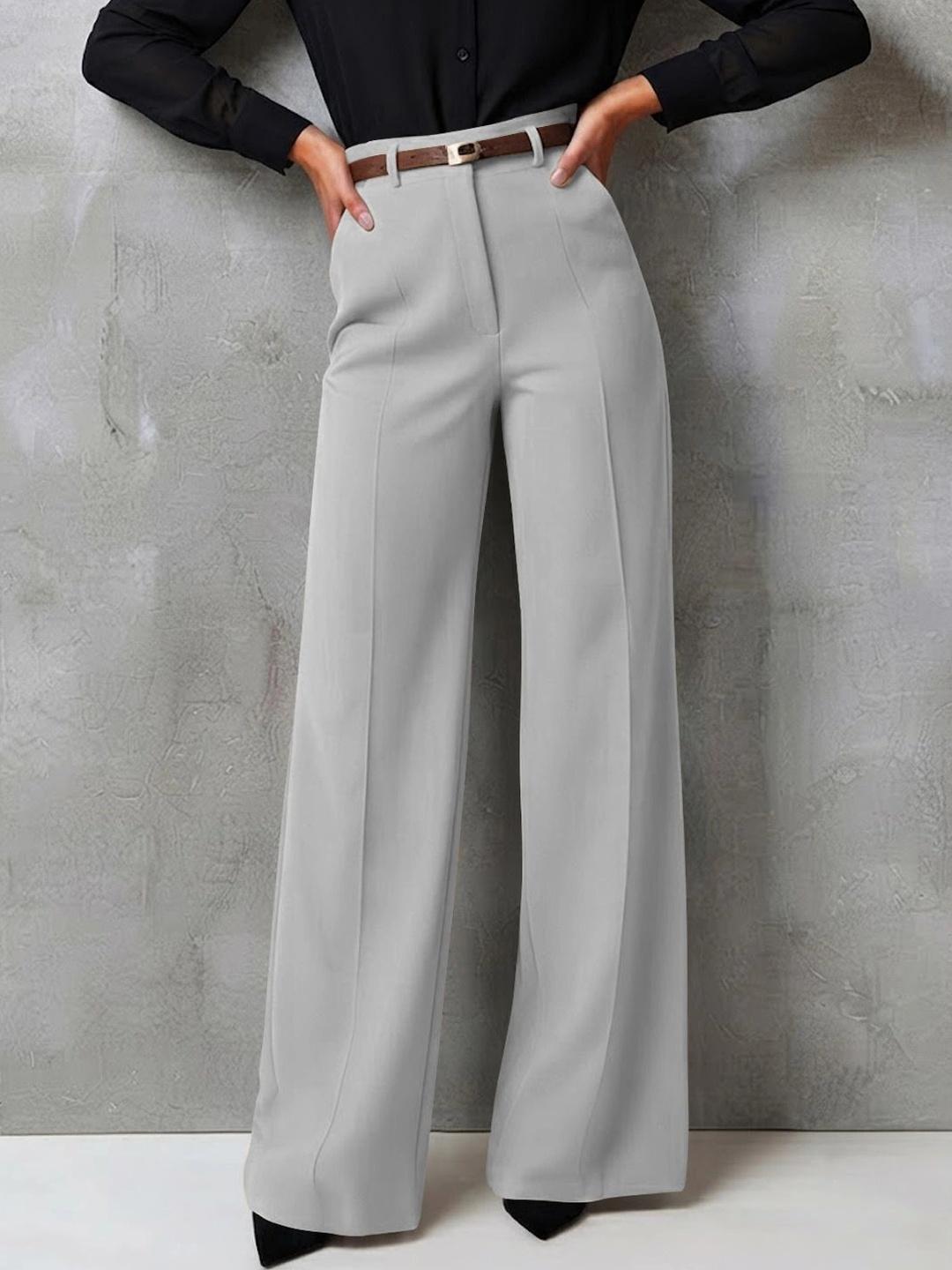 Trouser Rise Buy SZN Solid Ribbed Straight Fit High Rise Trouser - Trousers for ...
