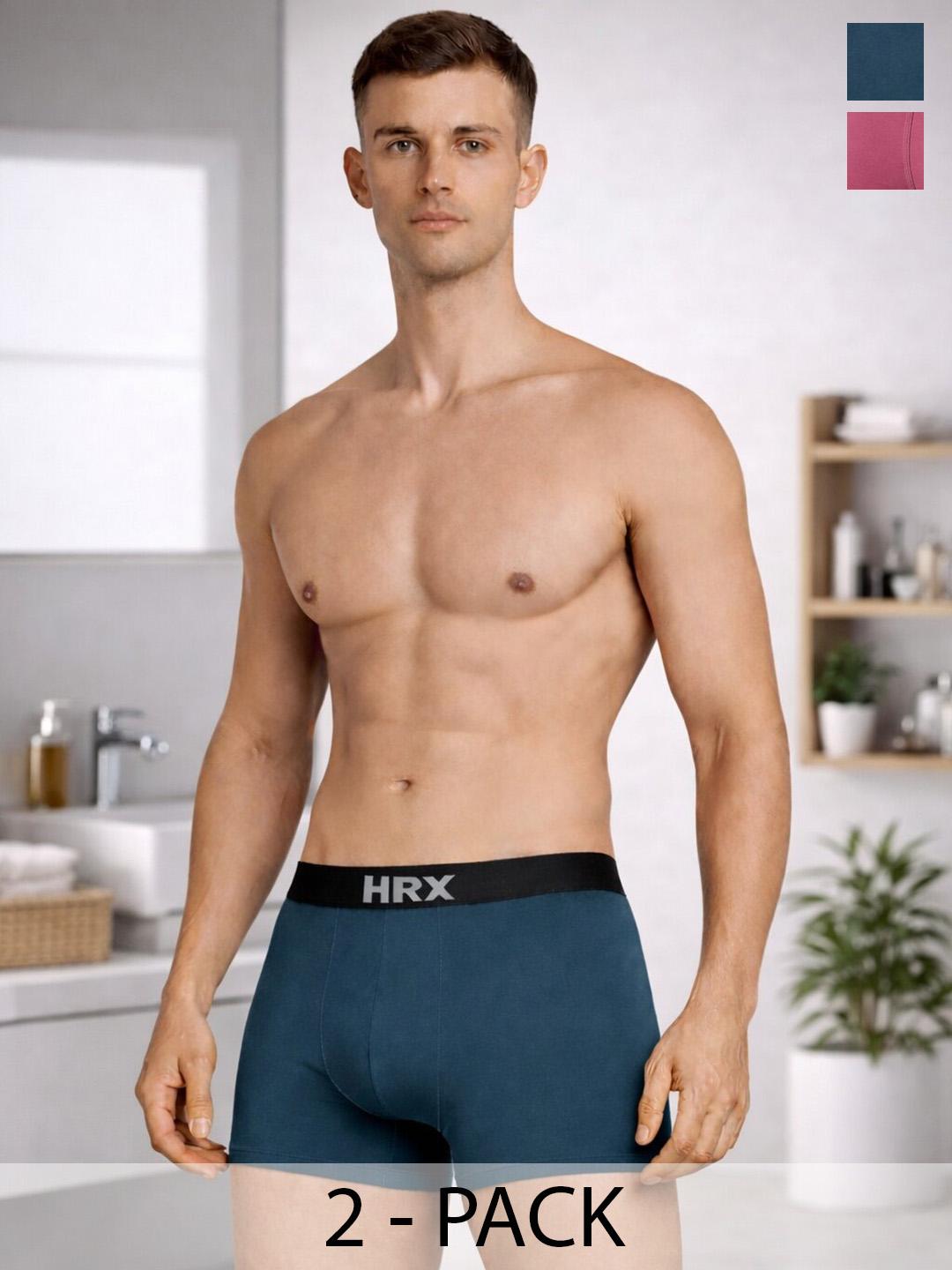 Buy HRX By Hrithik Roshan Pack Of 2 Cotton Blend Assorted Solid Trunks - - Apparel for Men