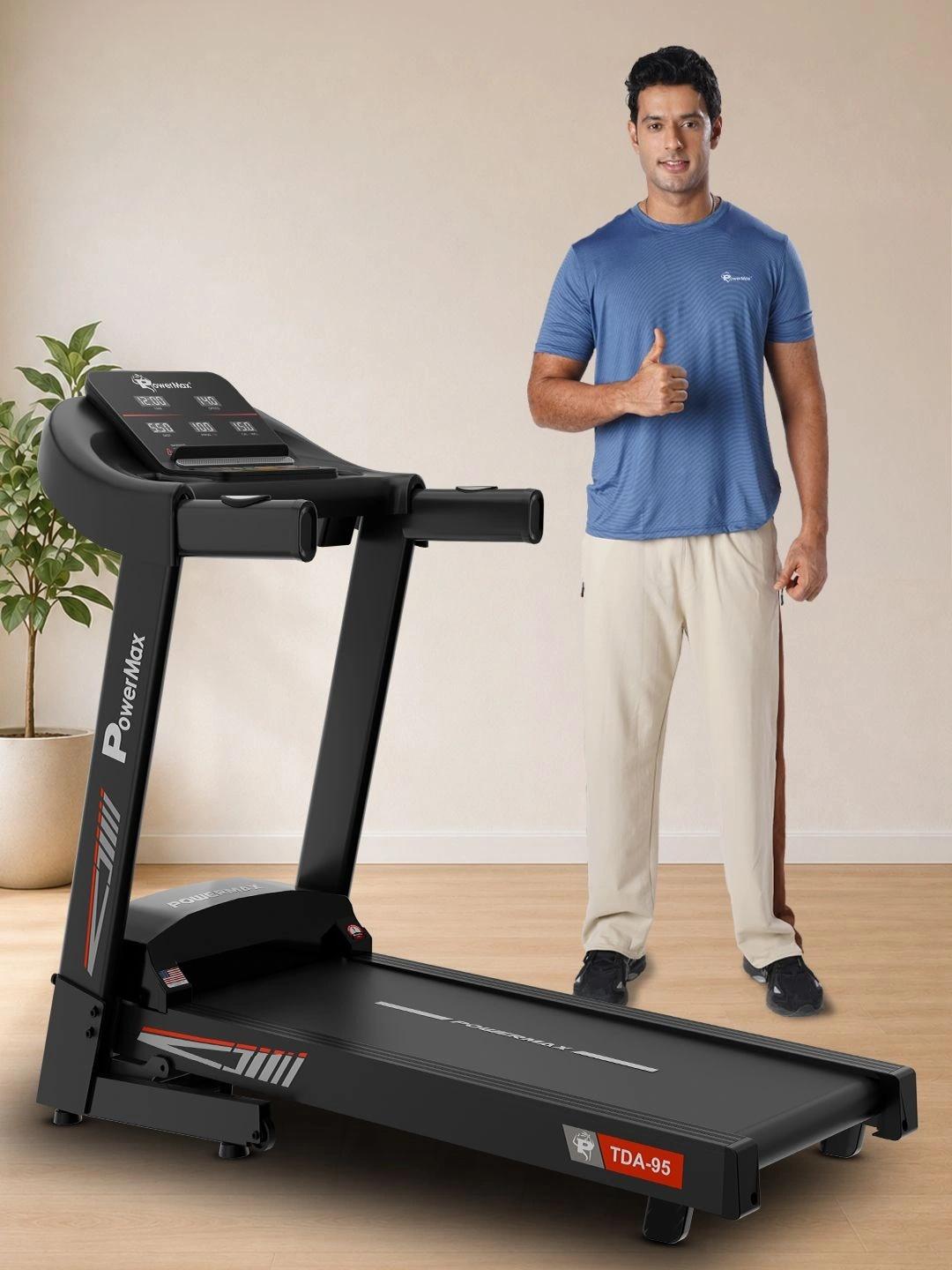 Buy PowerMax TDA 95 4HP DC Motorized Treadmill For Home Use - Treadmill ...