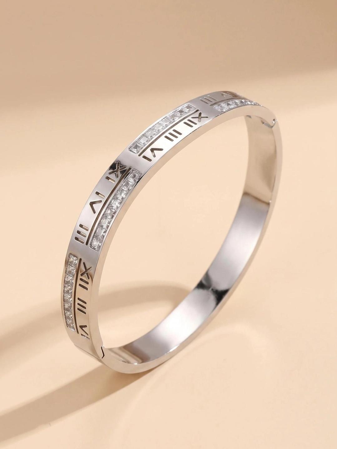 Buy MYKI Cubic Zirconia Silver Plated Kada Bracelet -  - Accessories for Women