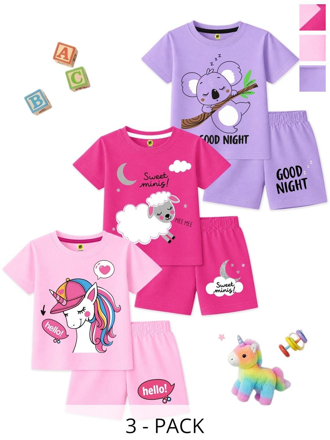 Buy YK Girls Printed T Shirt With Shorts - - Apparel for Girls