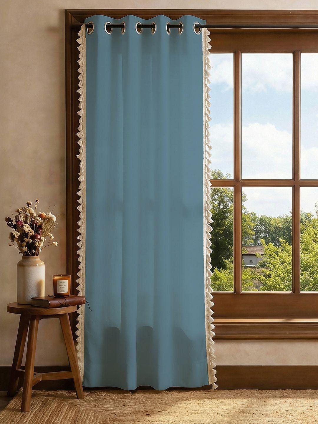 Buy URBAN SPACE Tasseled Cotton Eyelet Window Curtain - - Home for Unisex