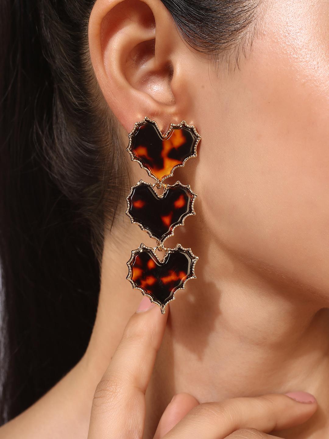 Buy MINJI AND CO. Gold Plated Heart Shaped Drop Earrings -  - Accessories for Women
