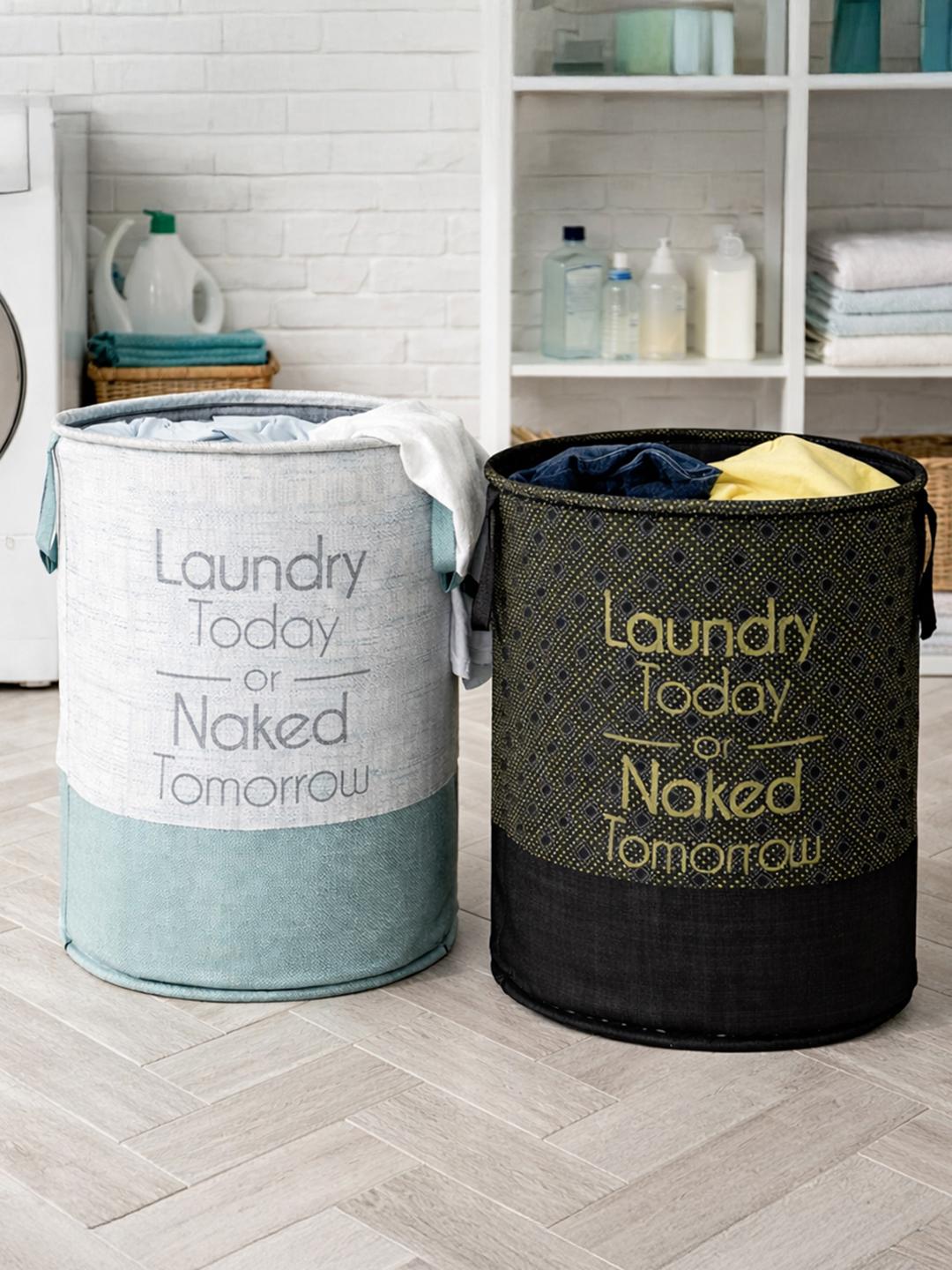 Buy Kuber Industries 2 Pieces White & Black Printed Laundry Bags - - Home for Unisex