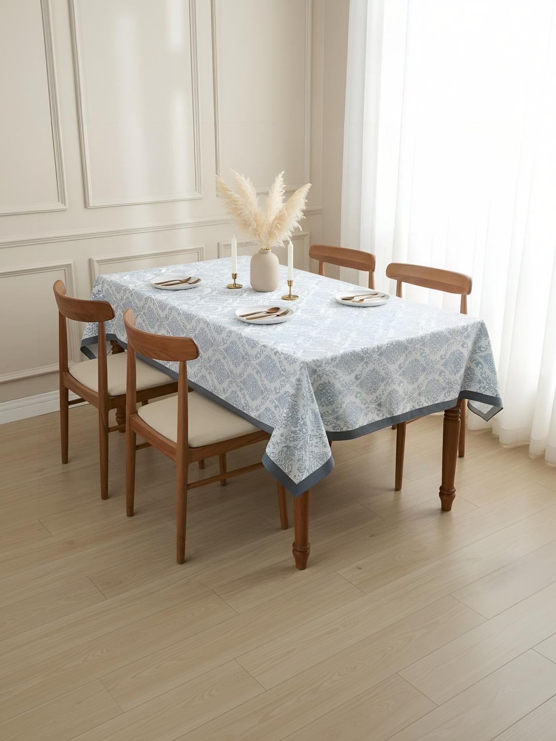 Buy INDHOME LIFE Grey Ethnic Motifs Cotton 4 Seater Table Cover - - Home for Unisex