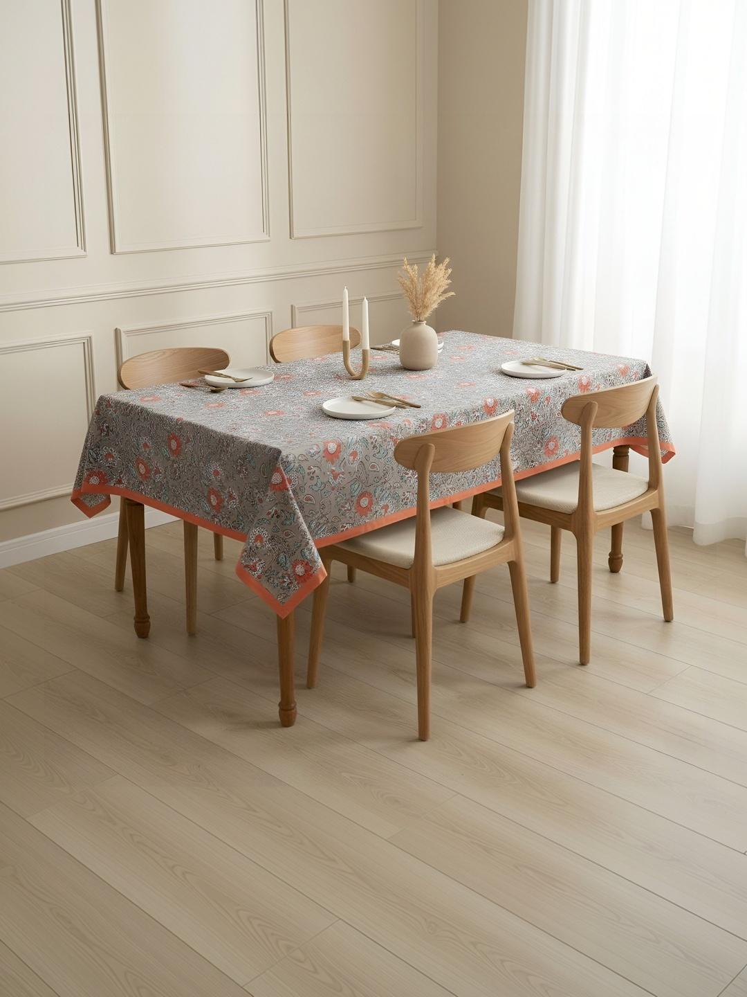 Buy INDHOME LIFE Blue Ethnic Motifs Cotton 4 Seater Table Cover - - Home for Unisex