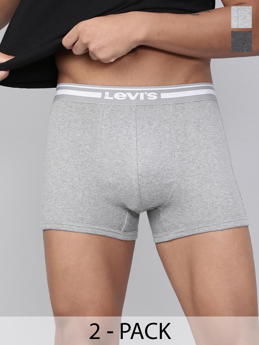 Buy Levis Men Pack Of 2 Solid Cotton Rib Ultrasoft Waistband With Shorter Length Trunk - - Apparel for Men
