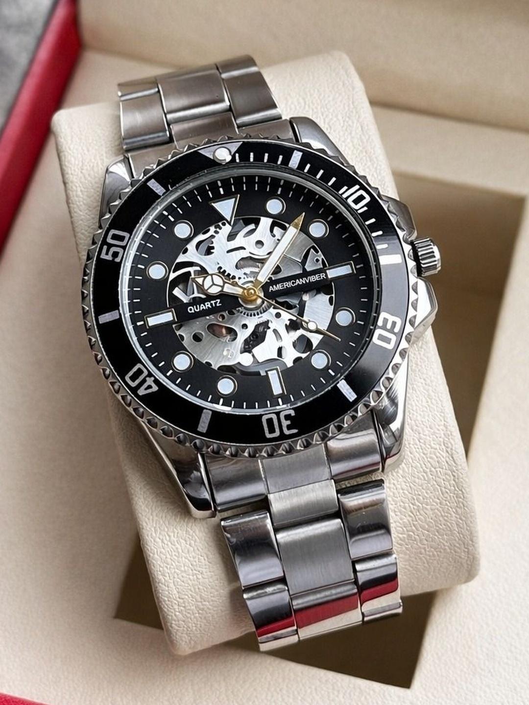 Americanviber Skeleton Dial Watch AVM0044 Silver