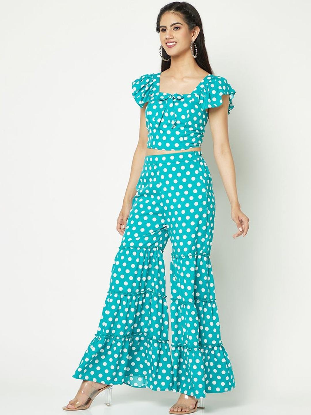 Buy Unicus Apparel Bow Detail Printed Top With Palazzos -  - Apparel for Women