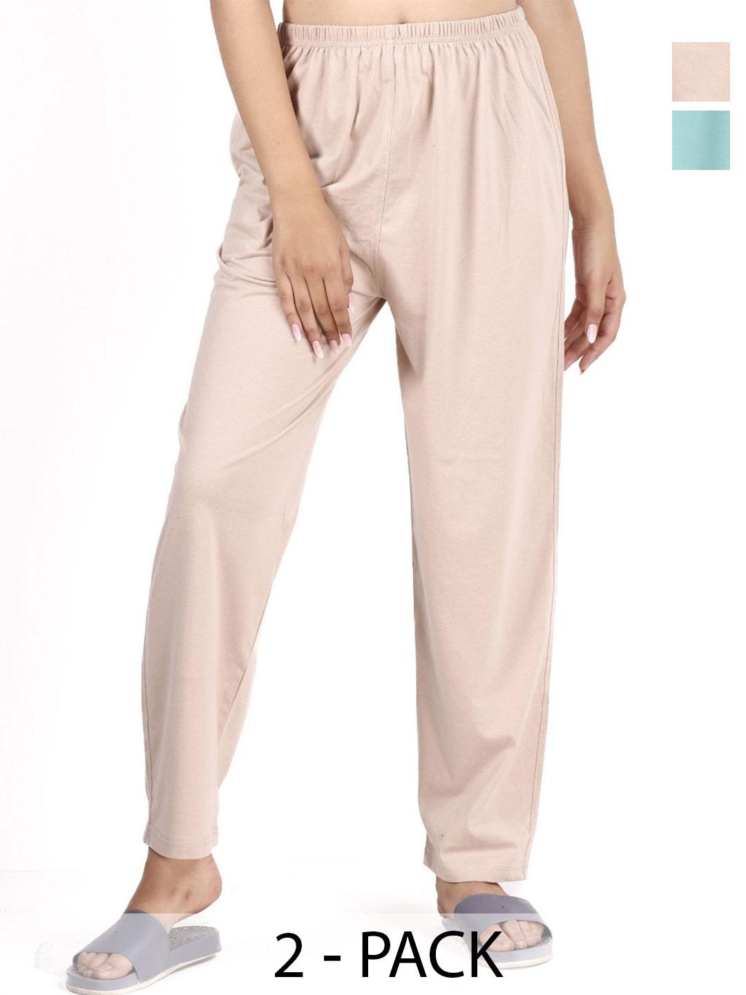 Buy E MAX Pack Of 2 Cotton Straight Leg Lounge Pants - - Apparel for Women