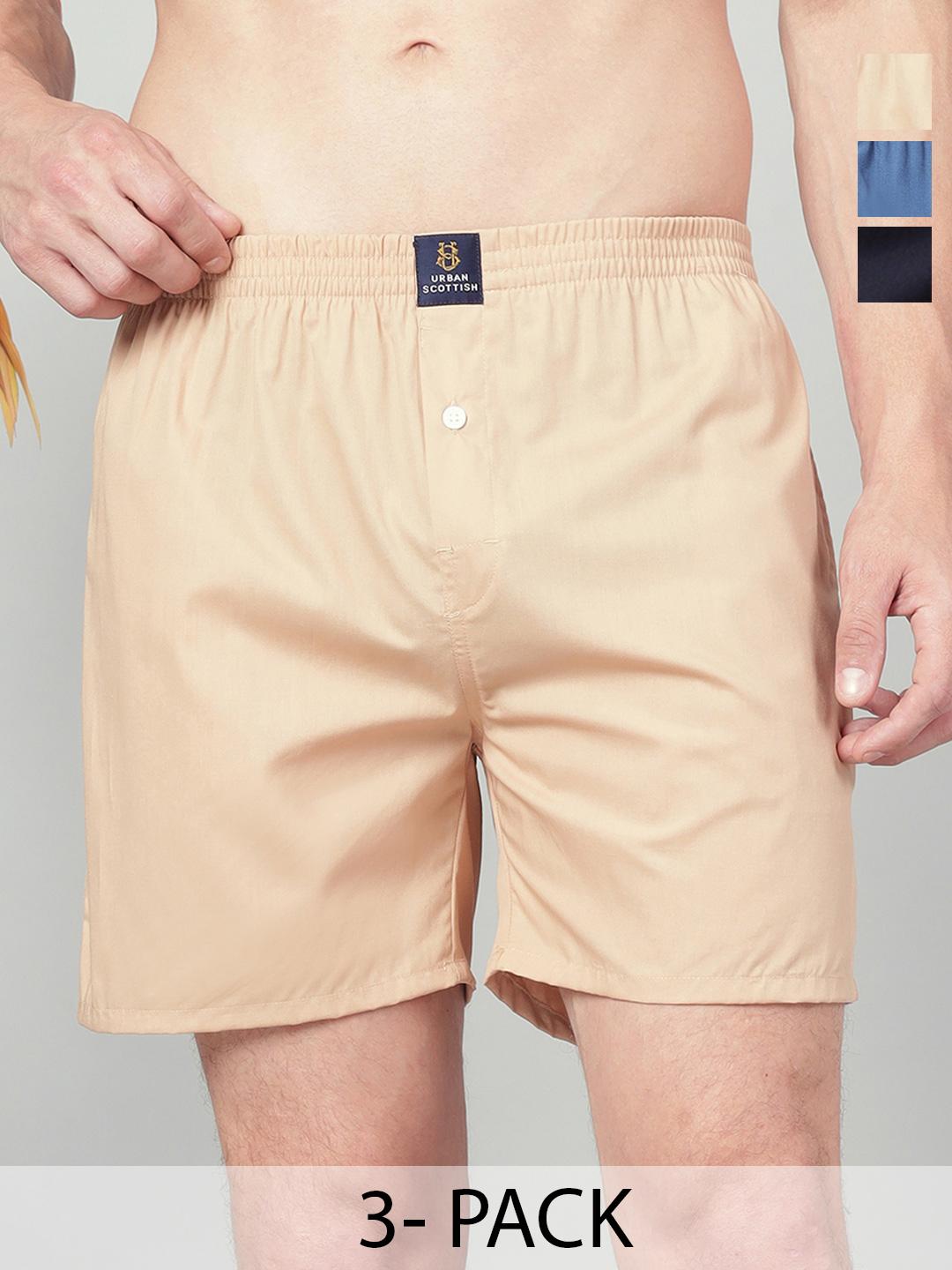 Buy URBAN SCOTTISH Men Pack Of 3 Cotton Boxers - - Apparel for Men