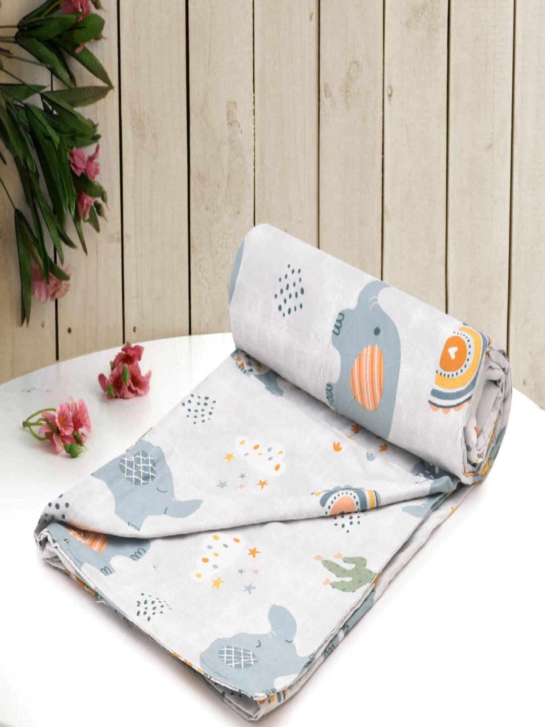Buy Myntra Elegant Homes Grey & White Floral Printed Single Duvet Cover -  - Home for Unisex