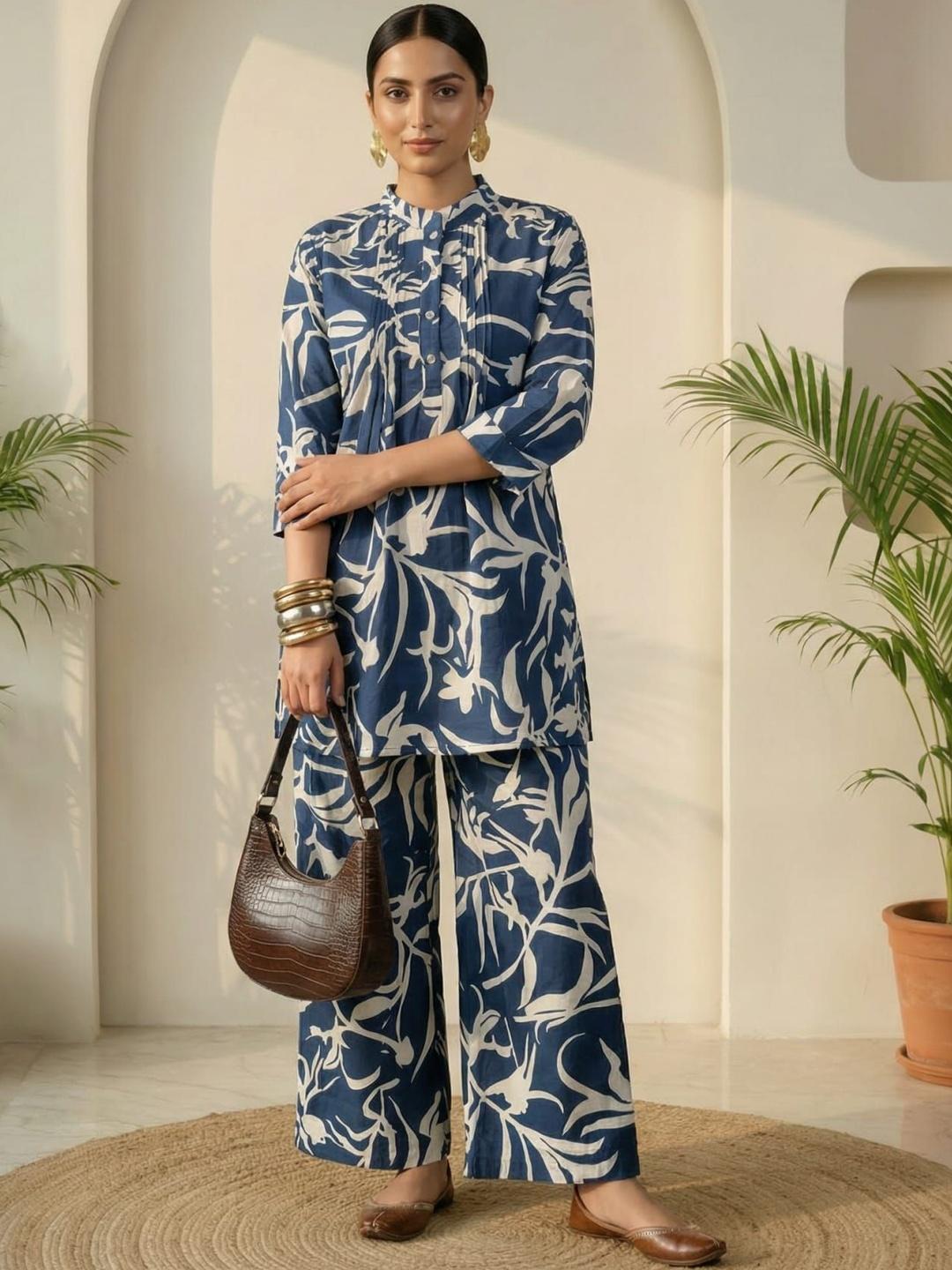 Buy IMANA Bohemian Cotton Printed Tunic With Palazzo…