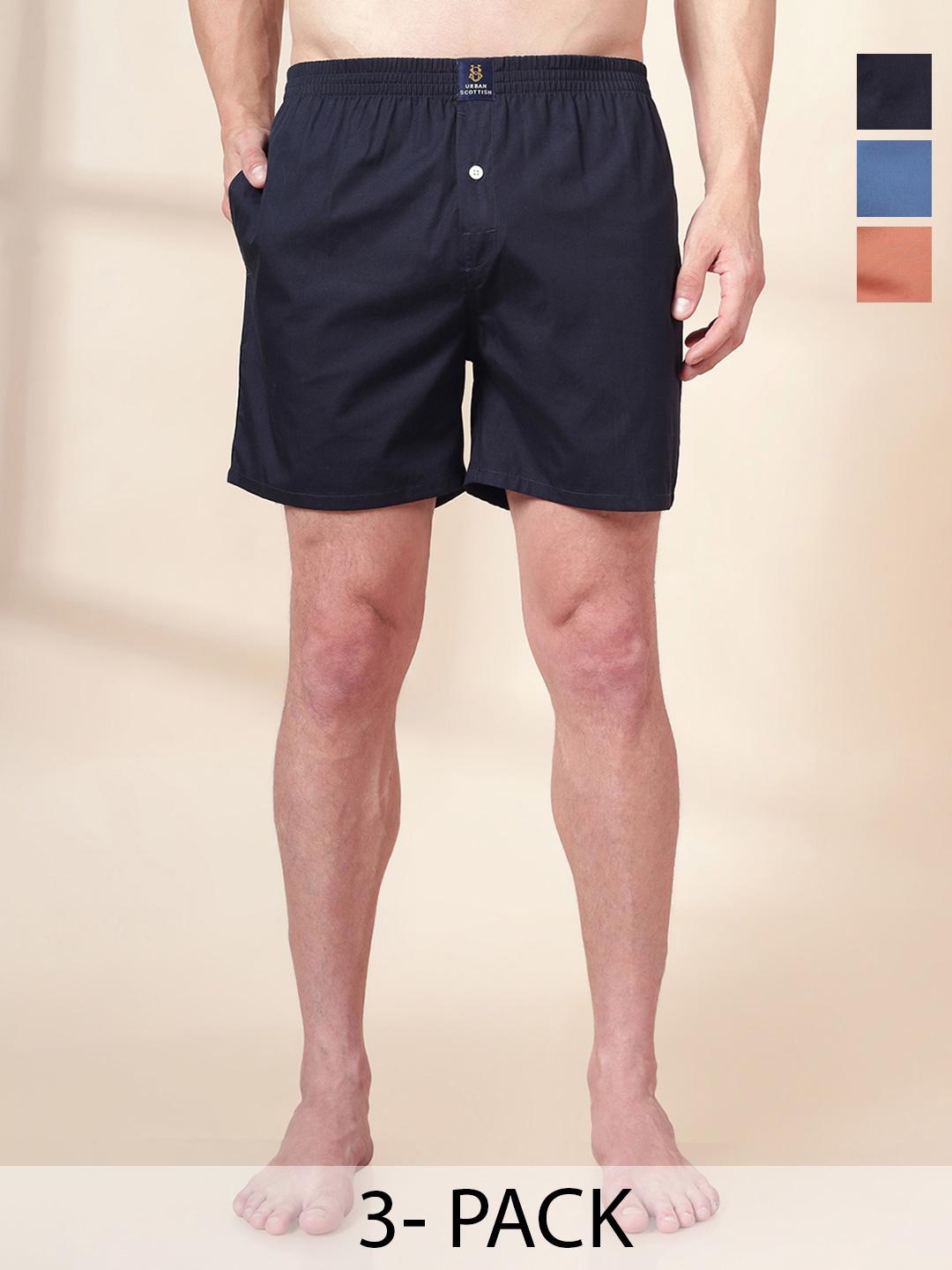 Buy URBAN SCOTTISH Men Pack Of 3 Cotton Boxers -  - Apparel for Men