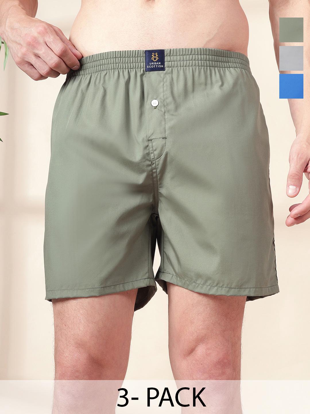 Buy URBAN SCOTTISH Men Pack Of 3 Cotton Boxers - - Apparel for Men