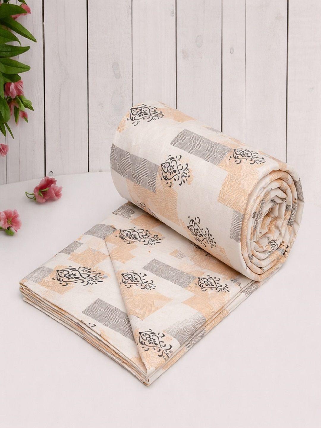 Buy Myntra Elegant Homes Beige & Grey Floral Printed Single Duvet Cover -  - Home for Unisex