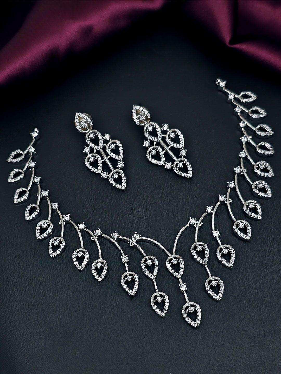 Buy Talish Silver Plated American Diamond Necklace And Earrings - - Accessories for Women