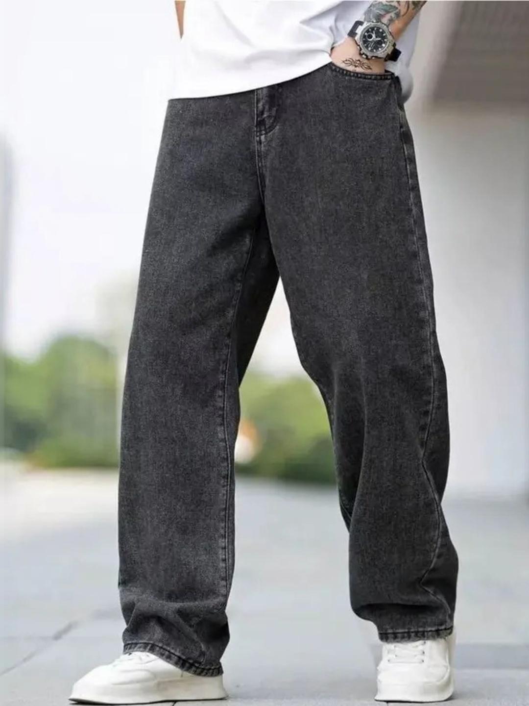 Buy BREXX Men Comfort Wide Leg Mid Rise Light Fade Stretchable Jeans ...