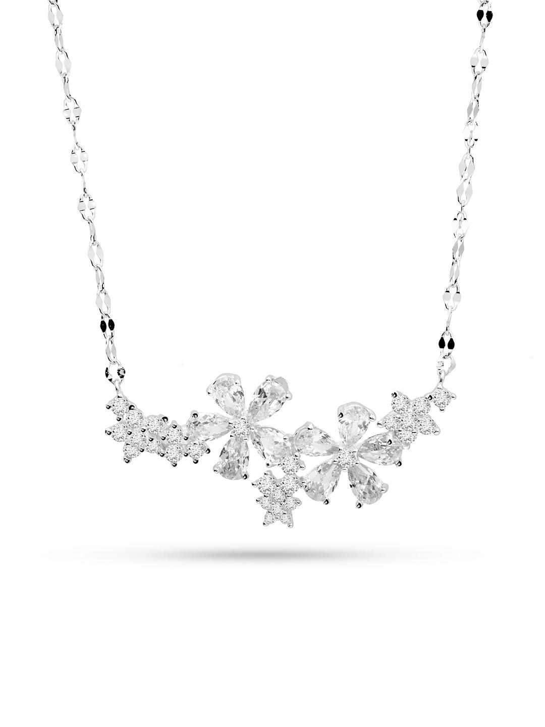Buy 925 Sterling Silver Floral Statement Necklace - - Accessories for Women