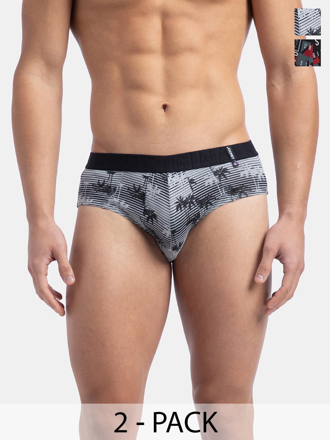Buy Jockey Pack Of 2 Super Combed Cotton Printed Brief With Ultrasoft Waistband US52 - - Apparel for Men