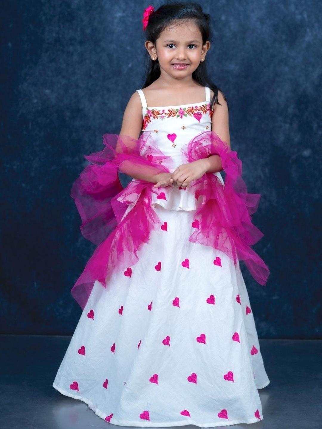 Buy Mini Maana Girls Embroidered Thread Work Ready To Wear Lehenga ...