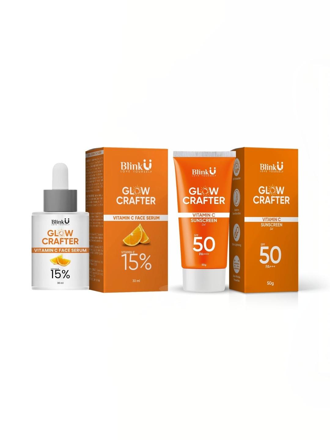 Blinku Set Of 2 Vitamin C Face Serum-30 ml & Sunscreen SPF 50 PA+++- 50 g at ₹124 (90% Off) – Myntra