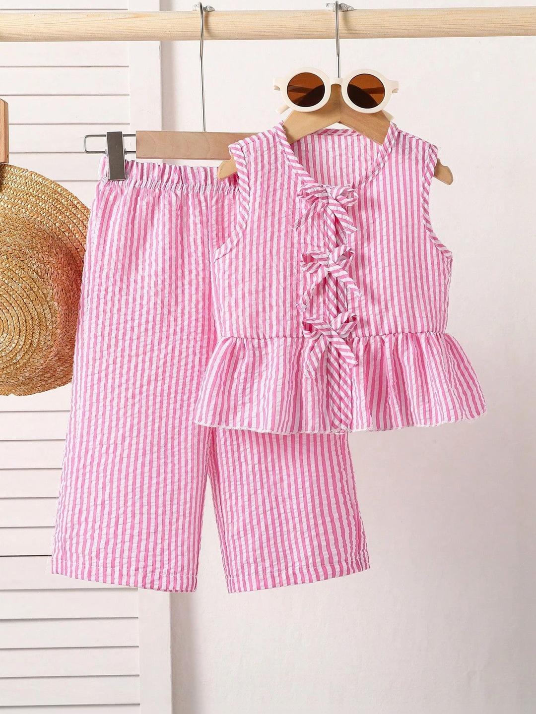 Buy Katalyn Girls Striped Top With Pyjamas - - Apparel for Girls